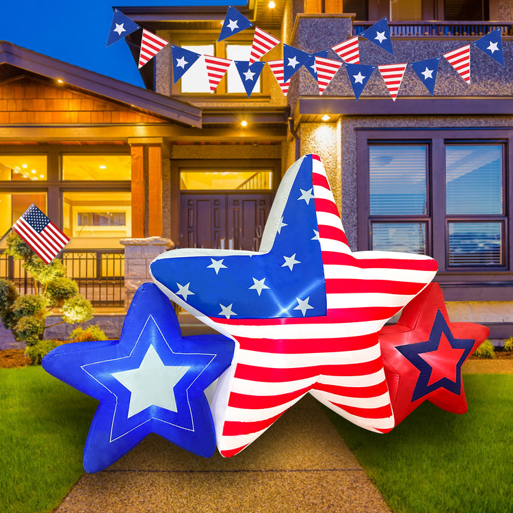 7 FT 4th of July Inflatables Outdoor Decorations, American Stars Decoration Build-in LED Lights Patriotic Independence Day Blow up for Party Indoor Garden Yard Lawn Decor