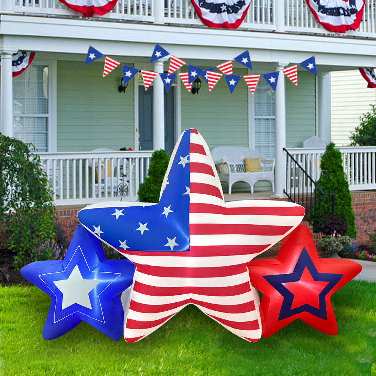 7 FT 4th of July Inflatables Outdoor Decorations, American Stars Decoration Build-in LED Lights Patriotic Independence Day Blow up for Party Indoor Garden Yard Lawn Decor