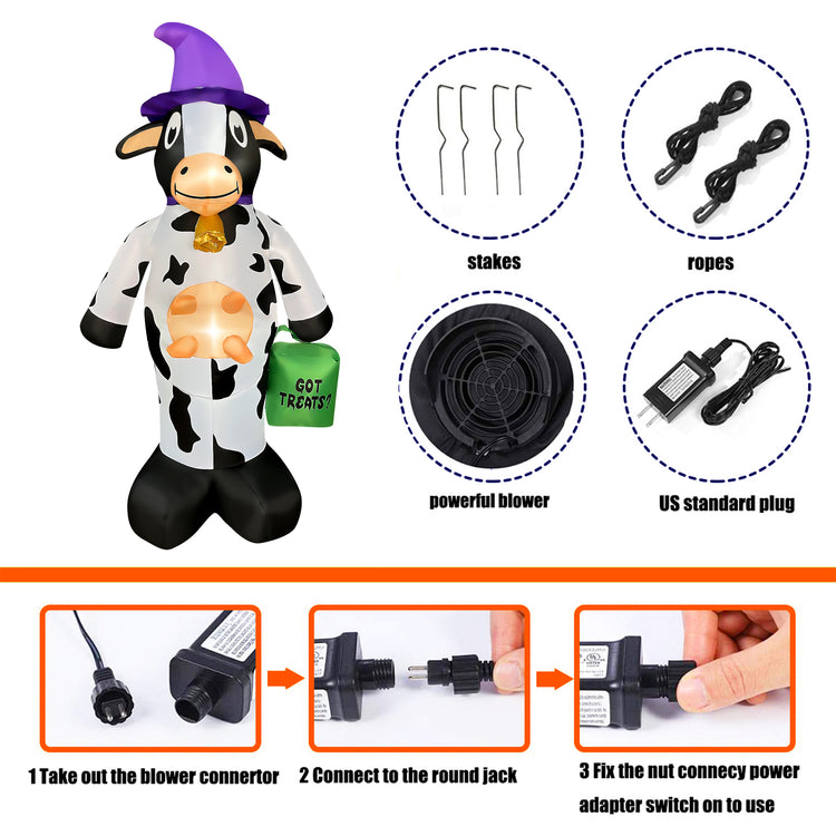 4 FT Halloween Inflatable Cow Decorations