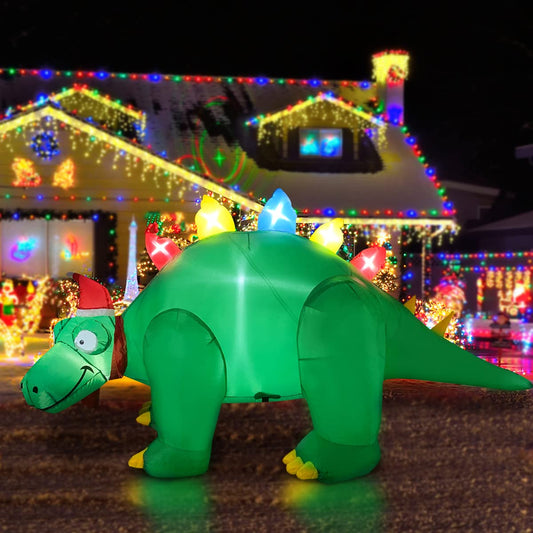 5ft Inflatable Christmas Stegosaurus LED Flashing Lighting Blow Up Lighted Decor Indoor Outdoor Holiday Art Decor Decorations