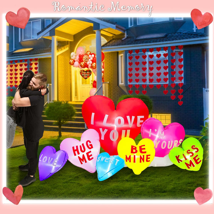 6 Foot Valentine's Day Inflatable Cute Hearts Funny Romantic Indoor Outdoor Lawn Yard Art Decoration Clearance