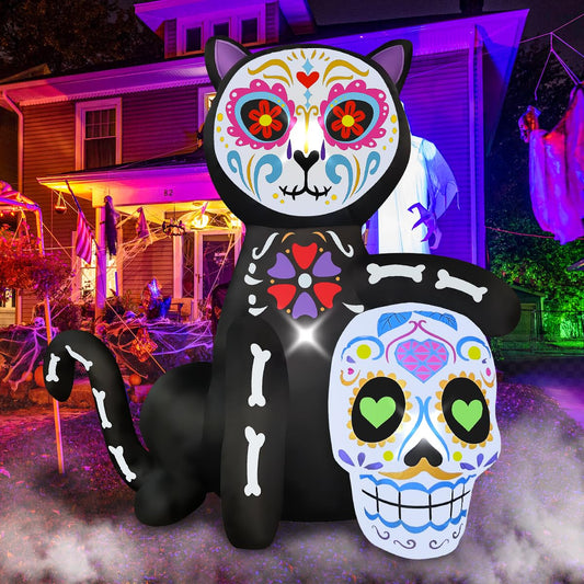 5FT Halloween Inflatable Day of The Dead Black Cat Decoration