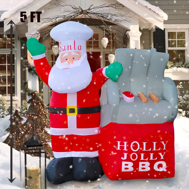 5Ft Seasonblow Inflatable Christmas Santa Barbecue