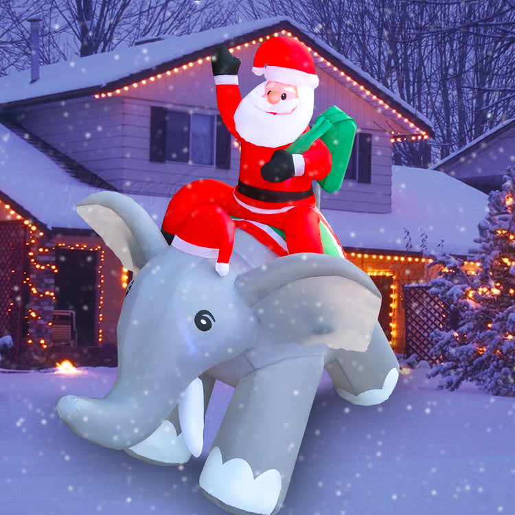 6Ft Seasonblow Inflatable Christmas Santa Claus riding an elephant