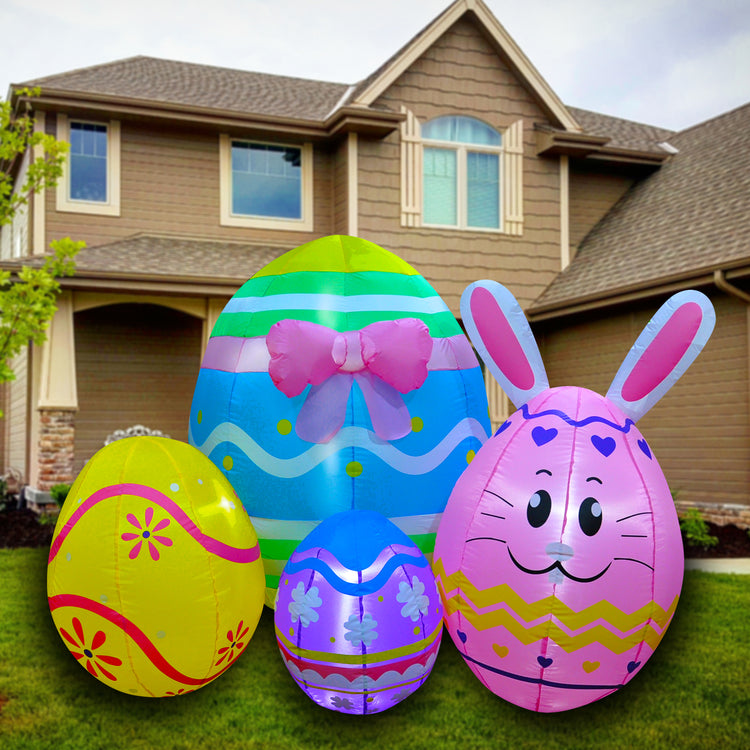 5 Ft SEASONBLOW Inflatable Easter Bunny Eggs Decorations.