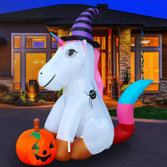 5Ft Seasonblow Halloween Inflatables Unicorn Pumpkin