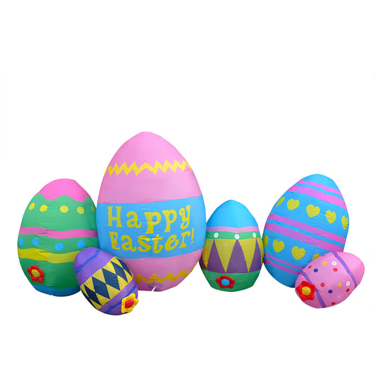 8 Ft SEASONBLOW LED Light Up Inflatable Easter Eggs Decoration.