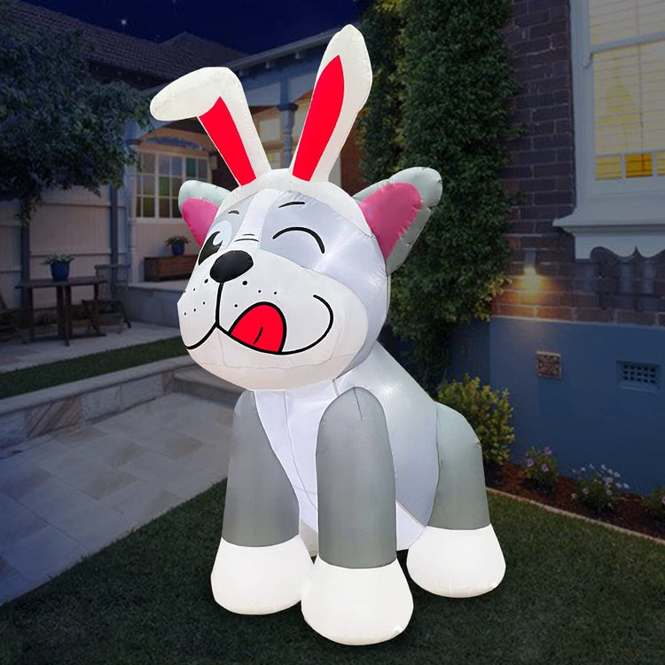 5 Foot LED Light Inflatable Happy Easter Bulldog Outdoor Indoor Holiday Decorations