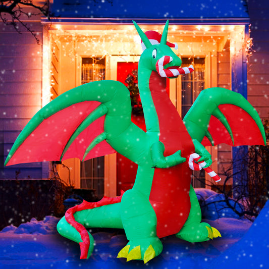 10Ft Seasonblow Inflatable Christmas Dragon Bite Candy Bar