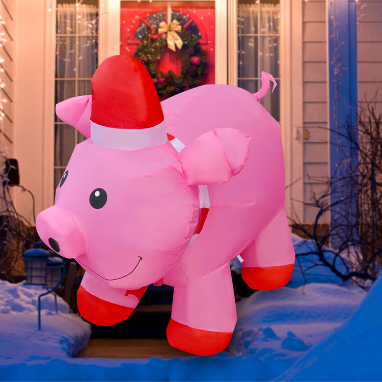 4ft SeasonBlow Inflatable Christmas Pink Pig