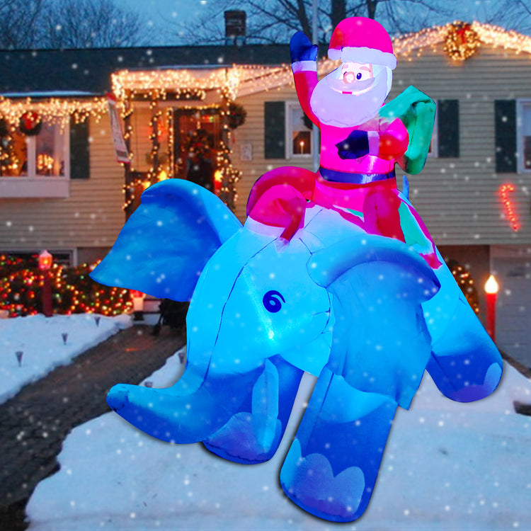 6Ft Seasonblow Inflatable Christmas Santa Claus riding an elephant