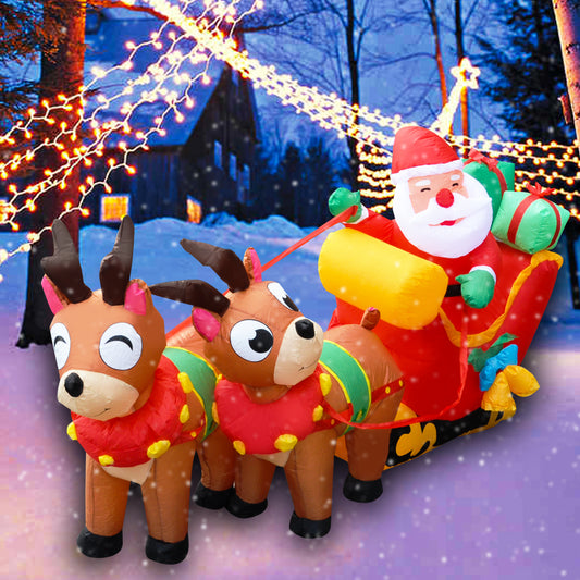 6Ft Seasonblow Inflatable Christmas double elk cart