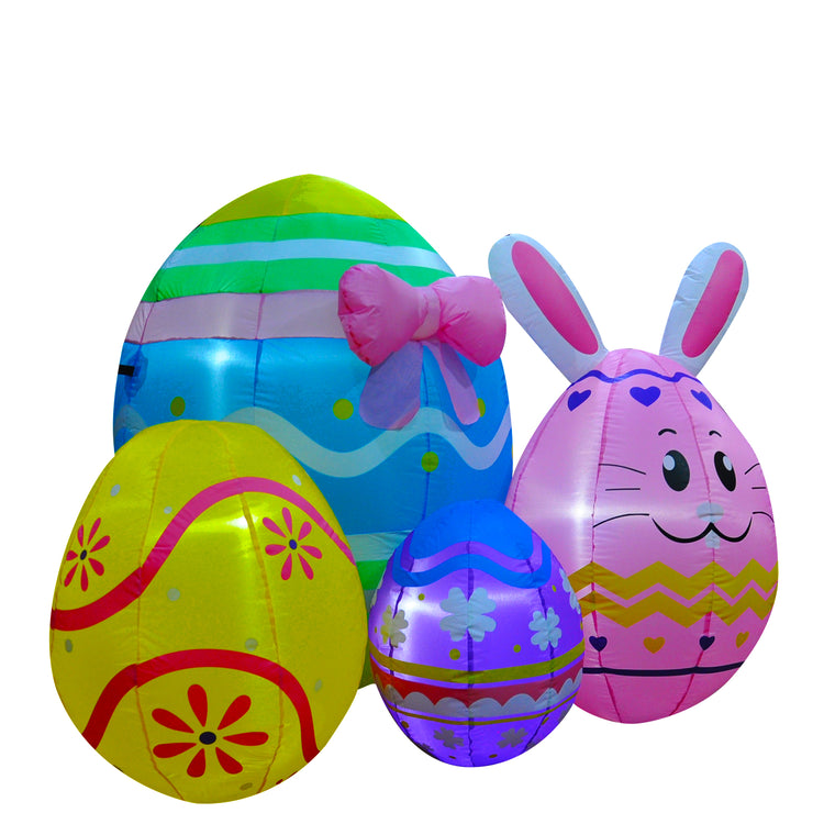 5 Ft SEASONBLOW Inflatable Easter Bunny Eggs Decorations.