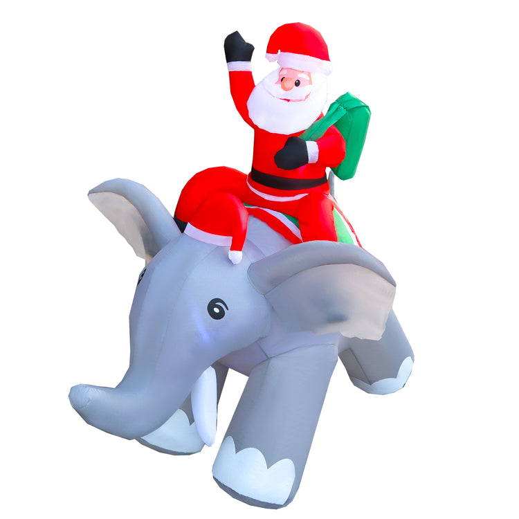 6Ft Seasonblow Inflatable Christmas Santa Claus riding an elephant