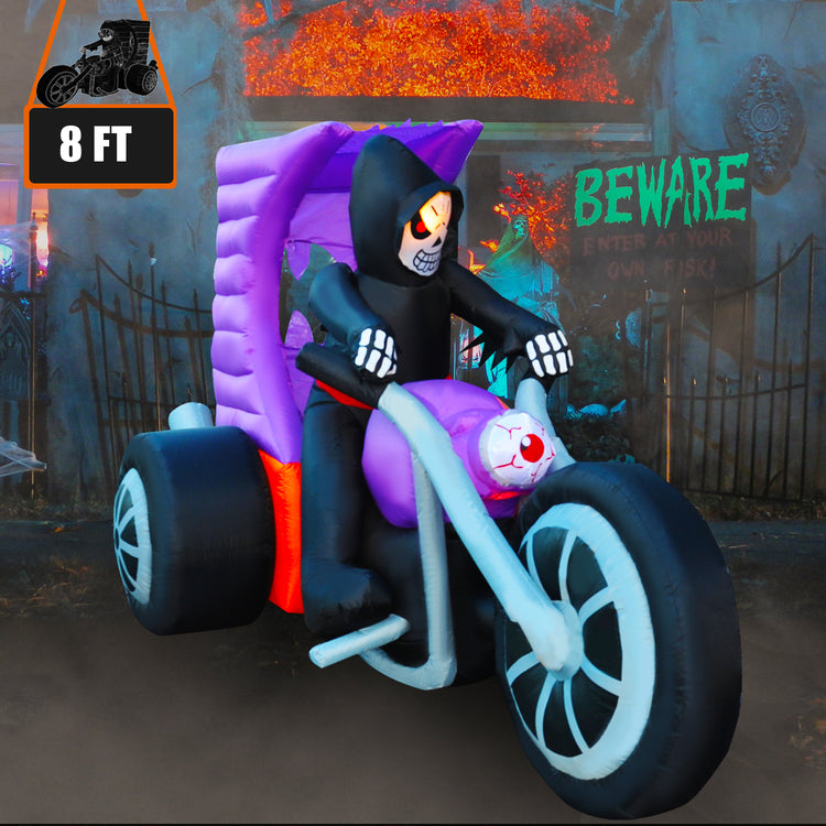 8 Ft Seasonblow Inflatable Halloween Devil Riding Motorcycle