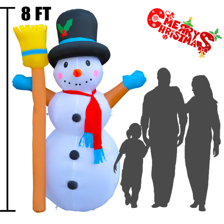 8Ft Seasonblow Inflatable Christmas Snowman with a broom