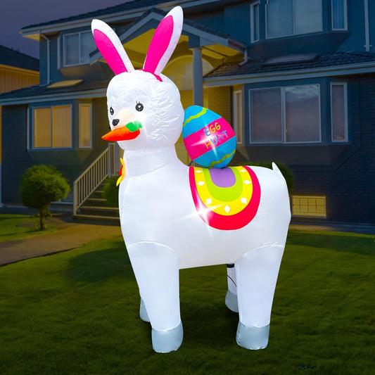 5ft LED Light Inflatable Happy Easter Cute Alpaca Holiday Indoor Outdoor Lawn Yard