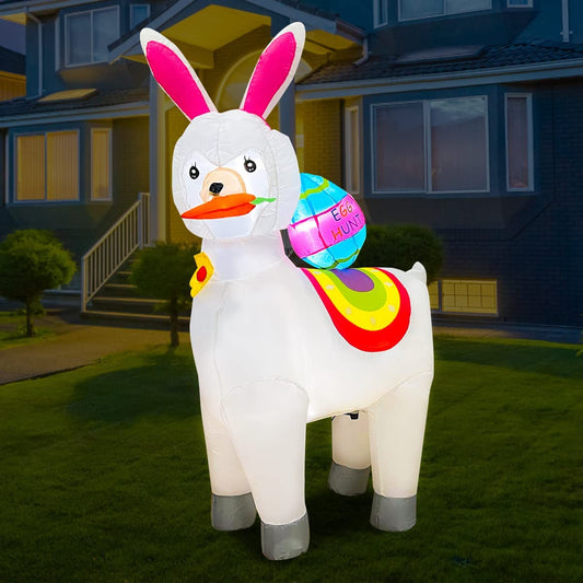 5ft LED Light Inflatable Happy Easter Cute Alpaca Holiday Indoor Outdoor Lawn Yard