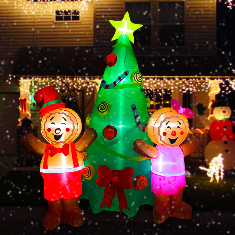7Ft Seasonblow Inflatable Christmas Gingerbread Man Family