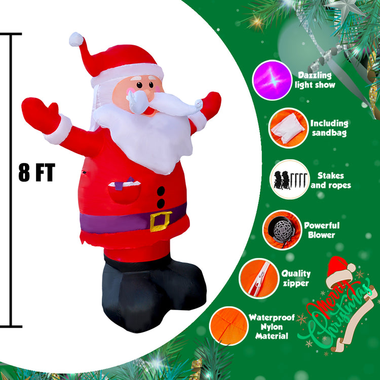 8 Ft Seasonblow Inflatable Christmas Raise Hands Old Man