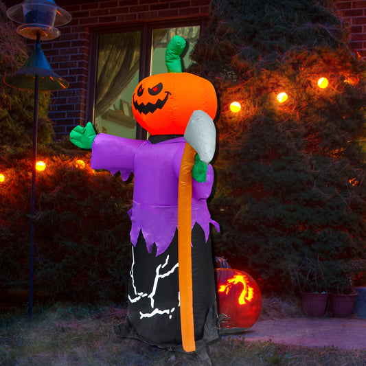 4 Ft Seasonblow Inflatable Halloween Pumpkin Scythe Ghost