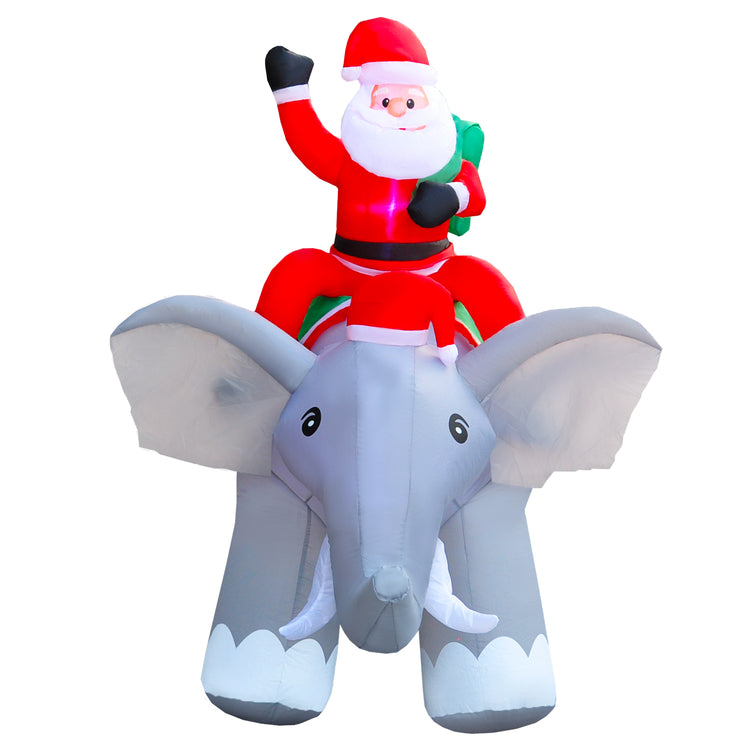 6Ft Seasonblow Inflatable Christmas Santa Claus riding an elephant