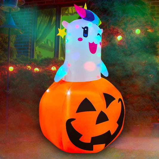 6 Ft Halloween Inflatable Unicorn in Pumpkin