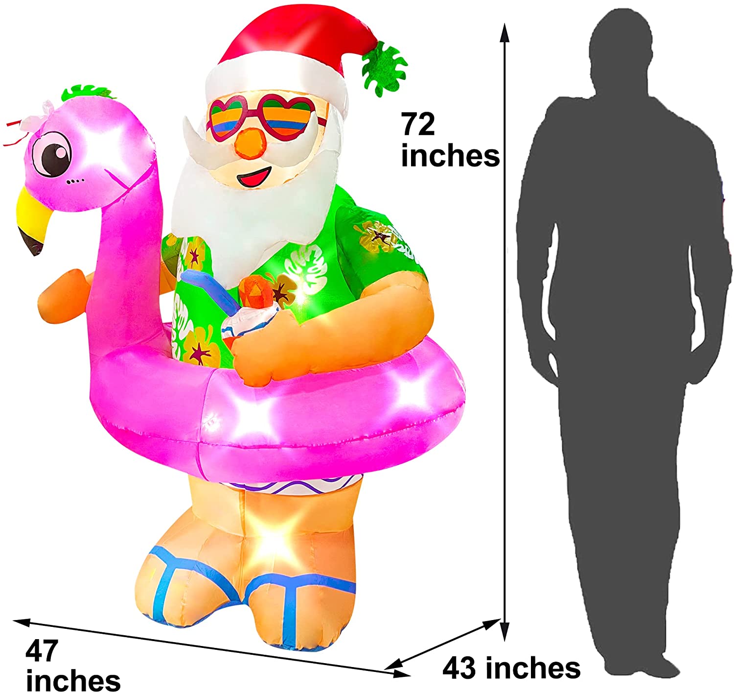 6ft Christmas Inflatable Hawaii Santa with Flamingo Pool Float Decorat –  SeasonBlow