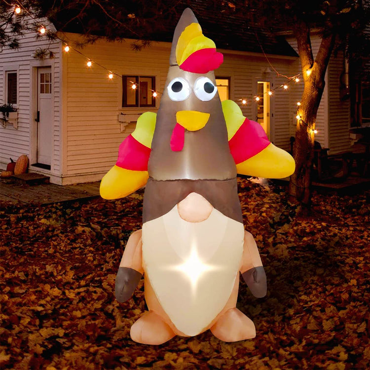 5ft Christmas Inflatable Gnome Decoration, LED Blow Up Lighted Decor