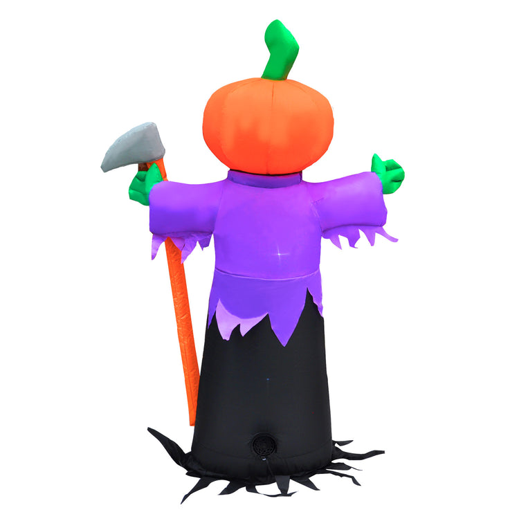 4 Ft Seasonblow Inflatable Halloween Pumpkin Scythe Ghost