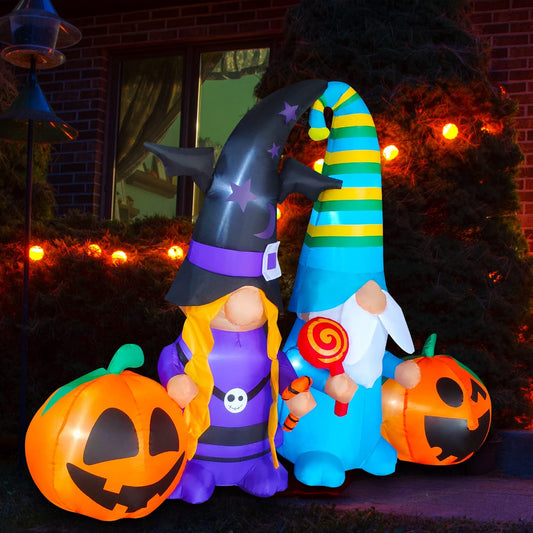 6FT Seasonblow Halloween Inflatable Gnomes with Pumpkin