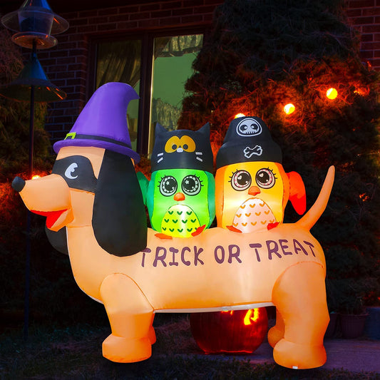 5 FT Seasonblow Halloween Inflatable Dog with Owls