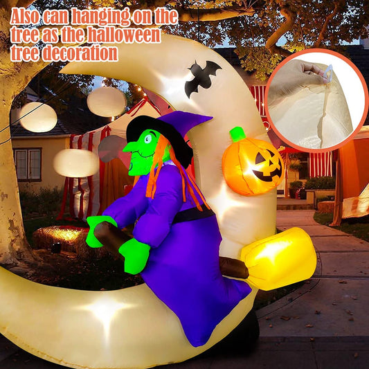 4 Ft Seasonblow Inflatable Halloween Moon Witch