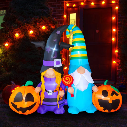 6FT Seasonblow Halloween Inflatable Gnomes with Pumpkin