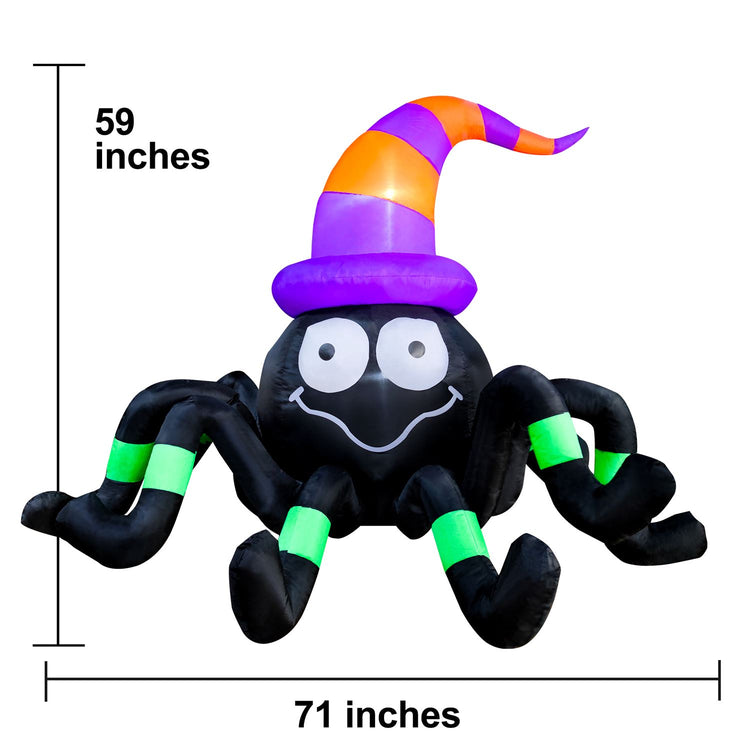 6 Ft Seasonblow Inflatable Halloween Spider with Witch Hat