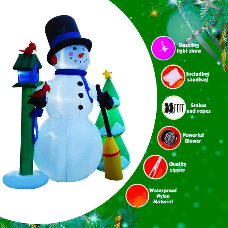 8 Ft Seasonblow Inflatable Christmas Snowman with a broom