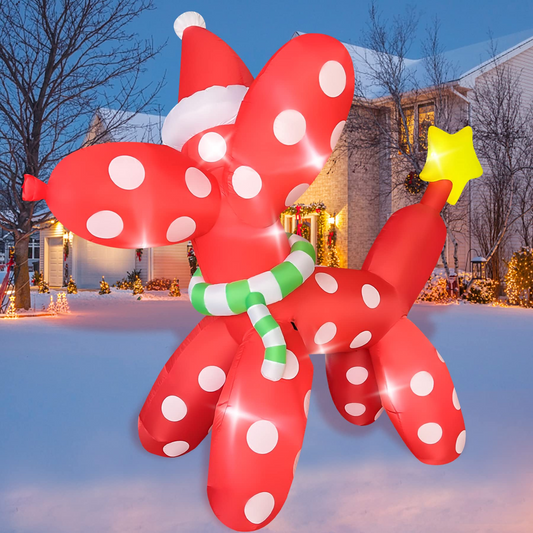 8.5 FT Christmas Inflatables Balloon Dog with Christmas Hat, Lights up Christmas Decoration Lighted Blow up Yard Party Décor Xmas Inflatable for Outdoor